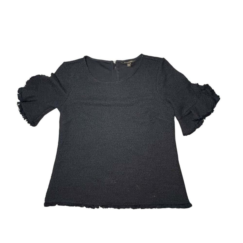Banana Republic Top Size XS Black Ruffled Sleeve Textured